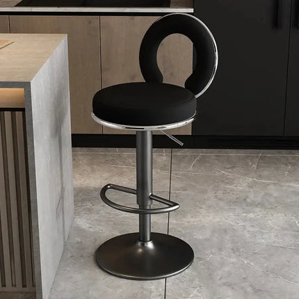 ChandelierDecor - Adjustable Swivel Bar Stools with Metal Backrest - Minimalist Modern Altos Design