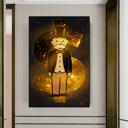 ChandelierDecor - Alec Monopoly Gold Millionaire Dollars Canvas Wall Art