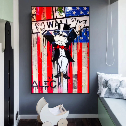 ChandelierDecor - Alec Monopoly Millionaire Wall Street USA Canvas Wall Art