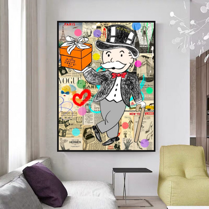 ChandelierDecor - Alec Monopoly Money Gift Prints Newspaper Canvas Wall Art