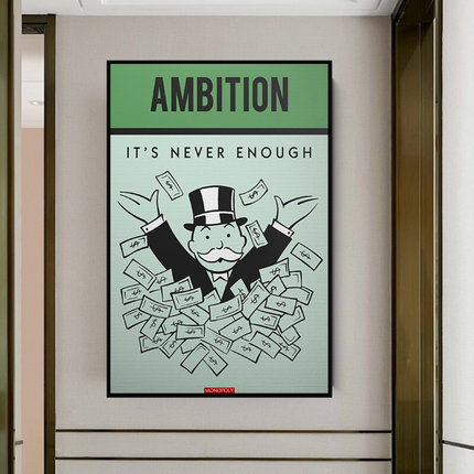 ChandelierDecor - Ambition Its Never Enough - Monopoly Canvas Wall Art