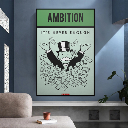 ChandelierDecor - Ambition Its Never Enough - Monopoly Canvas Wall Art