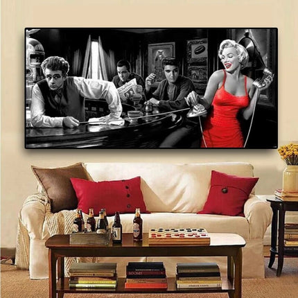ChandelierDecor - At the Bar: Marilyn, Elvis and James Dean Canvas Art