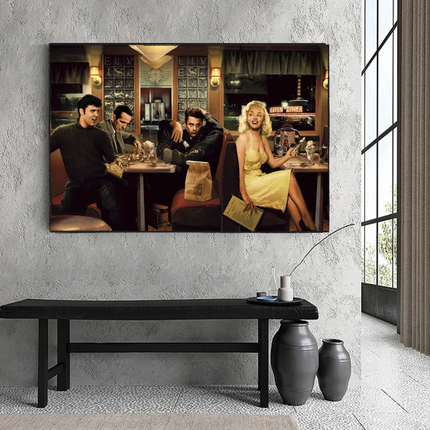 ChandelierDecor - At the Diner: Marilyn, Elvis with James Dean Canvas Art