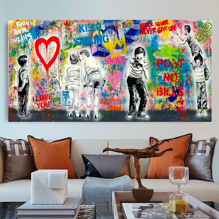 ChandelierDecor - Banksy Art Love Is All We Need Mix Canvas Wall Art