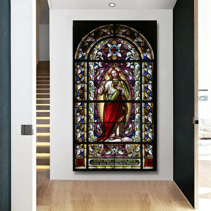 ChandelierDecor - Banksy Canvas Poster Wall Art - Stained Glass Sacred Heart