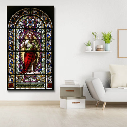 ChandelierDecor - Banksy Canvas Poster Wall Art - Stained Glass Sacred Heart