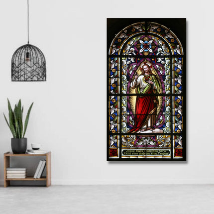 ChandelierDecor - Banksy Canvas Poster Wall Art - Stained Glass Sacred Heart