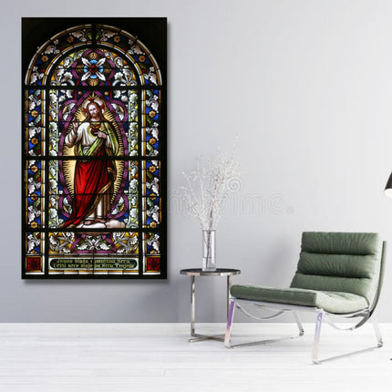ChandelierDecor - Banksy Canvas Poster Wall Art - Stained Glass Sacred Heart