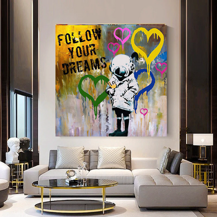 ChandelierDecor - Banksy Follow Your Dreams Graffiti Canvas Wall Art