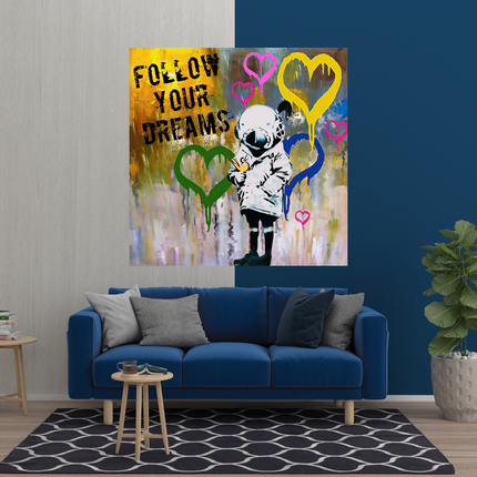 ChandelierDecor - Banksy Follow Your Dreams Graffiti Canvas Wall Art