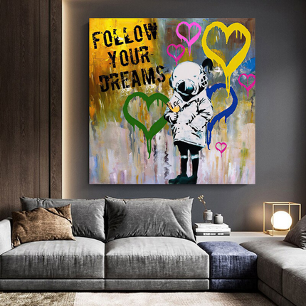 ChandelierDecor - Banksy Follow Your Dreams Graffiti Canvas Wall Art