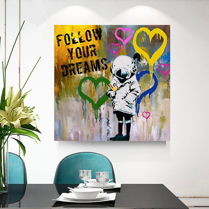 ChandelierDecor - Banksy Follow Your Dreams Graffiti Canvas Wall Art
