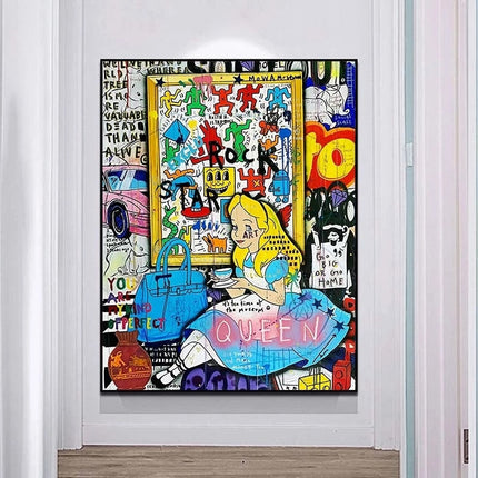 ChandelierDecor - Banksy Graffiti Alice and Wonderland Canvas Wall Art