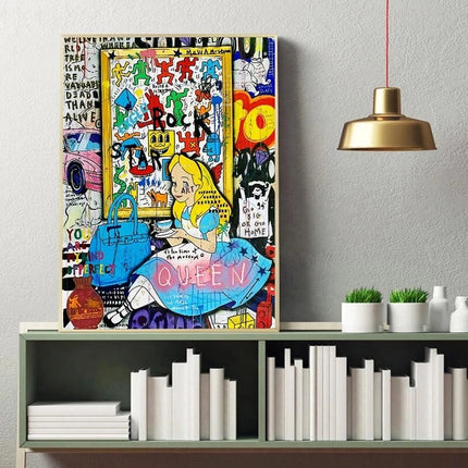 ChandelierDecor - Banksy Graffiti Alice and Wonderland Canvas Wall Art