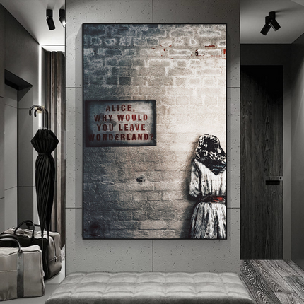 ChandelierDecor - Banksy Graffiti Alice and Wonderland Canvas Wall Art