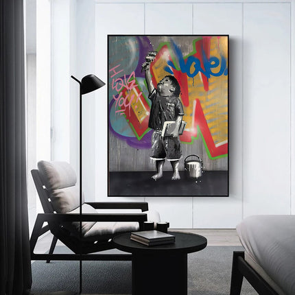 ChandelierDecor - Banksy Graffiti Art Love Boy and Girl Canvas Wall Art