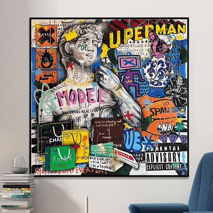 ChandelierDecor - Banksy Graffiti David Luxury Fashion Canvas Wall Art