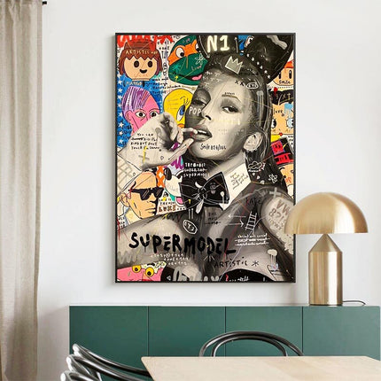 ChandelierDecor - Banksy Kate Moss Graffiti Canvas Art: Urban Masterpiece