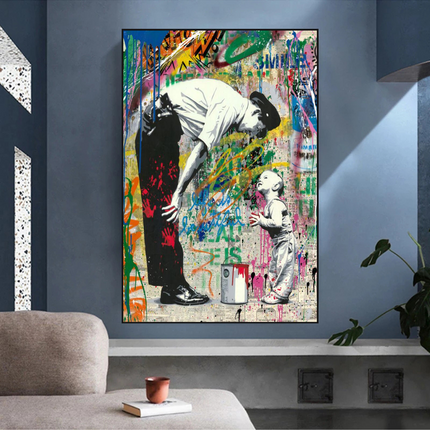 ChandelierDecor - Banksy "Life is Beautiful" Cute Baby Boy & Man Canvas Wall Art