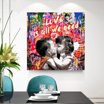 ChandelierDecor - Banksy Love is all we need Graffiti Canvas Wall Art