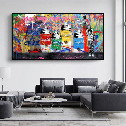 ChandelierDecor - Banksy Never Give Up Canvas Art - Graffiti Street Art