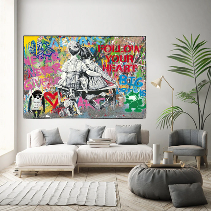 ChandelierDecor - Banksy Never Give Up Follow Your Dreams Canvas Wall Art