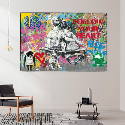 ChandelierDecor - Banksy Never Give Up Follow Your Dreams Canvas Wall Art