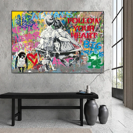 ChandelierDecor - Banksy Never Give Up Follow Your Dreams Canvas Wall Art