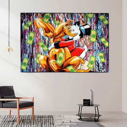 ChandelierDecor - Banksy Scrooge McDuck and Dog Canvas Wall Art
