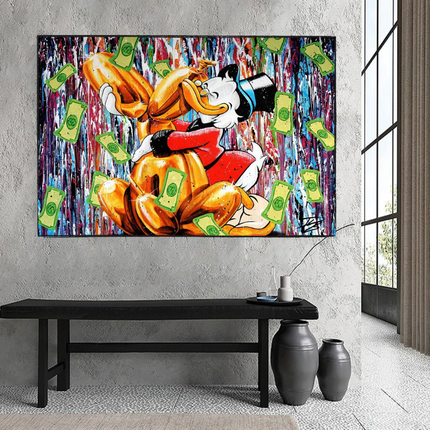 ChandelierDecor - Banksy Scrooge McDuck and Dog Canvas Wall Art