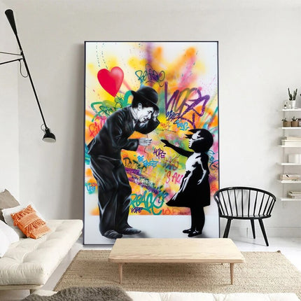 ChandelierDecor - Banksy Street Art Love Heart Girl Canvas Wall Art