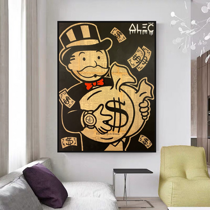 ChandelierDecor - Black and White Money Bags - Alec Monopoly Wall Art