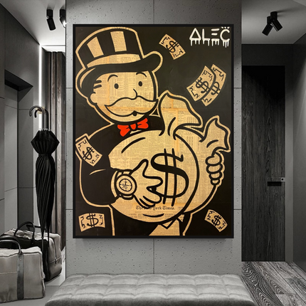 ChandelierDecor - Black and White Money Bags - Alec Monopoly Wall Art