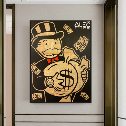ChandelierDecor - Black and White Money Bags - Alec Monopoly Wall Art