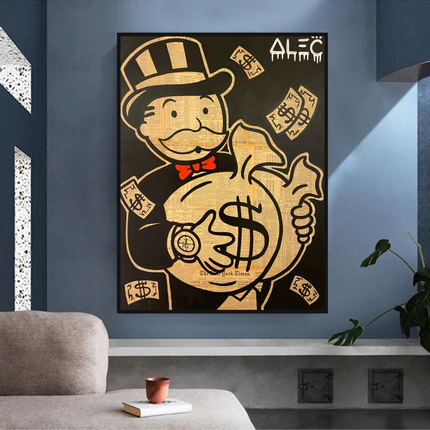 ChandelierDecor - Black and White Money Bags - Alec Monopoly Wall Art