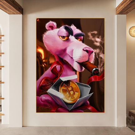 ChandelierDecor - Captivating Pink Panther - Nostalgic Cartoon Canvas