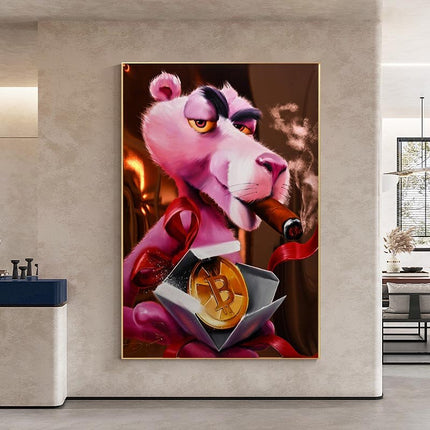 ChandelierDecor - Captivating Pink Panther - Nostalgic Cartoon Canvas