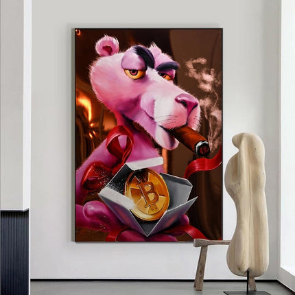 ChandelierDecor - Captivating Pink Panther - Nostalgic Cartoon Canvas
