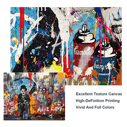 ChandelierDecor - Charlie Chaplin Graffiti Wall Art Canvas Painting Poster