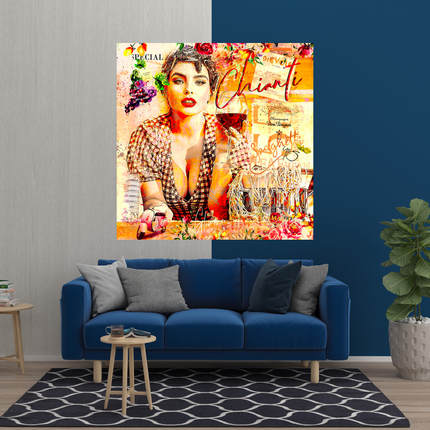 ChandelierDecor - Chianti Dievole Girl With Wine Canvas Wall Art