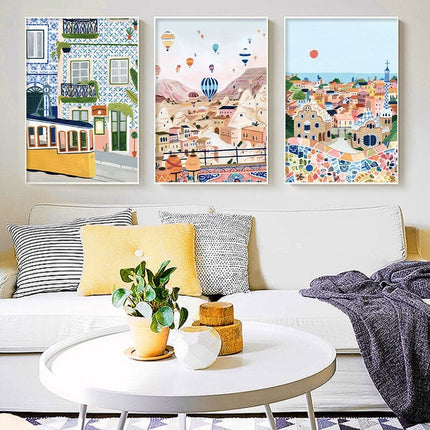 ChandelierDecor - Cityscape Canvas Wall Art - Turkey UK Paris Italy Portugal USA and Sydney Landscapes