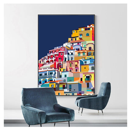 ChandelierDecor - Colourful Architecture art Amalfi Coast Positano Italy Canvas Wall Art