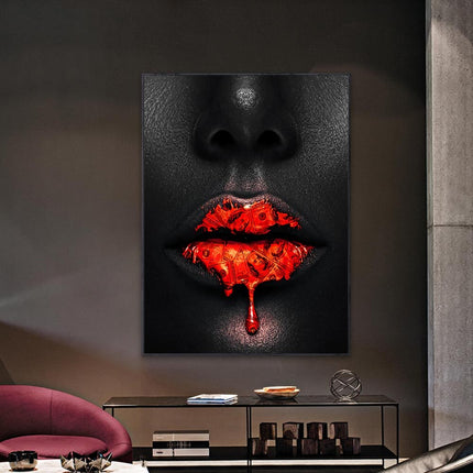 ChandelierDecor - Creative Red Lips Dollar Canvas Wall Art