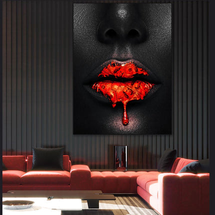 ChandelierDecor - Creative Red Lips Dollar Canvas Wall Art