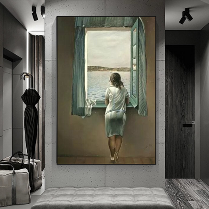 ChandelierDecor - Dali Surreal Canvas Wall Art - Young Woman at The Window