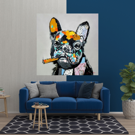 ChandelierDecor - Dog Cheers Smoking Bulldog Canvas Wall Art