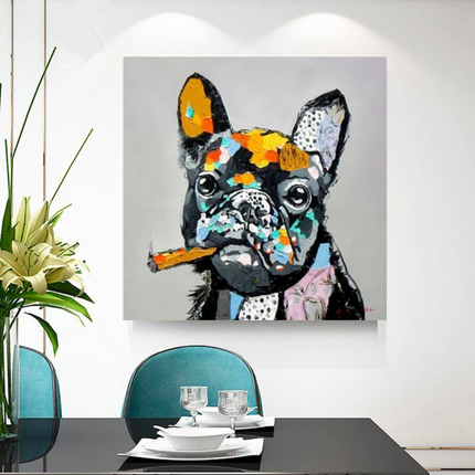 ChandelierDecor - Dog Cheers Smoking Bulldog Canvas Wall Art