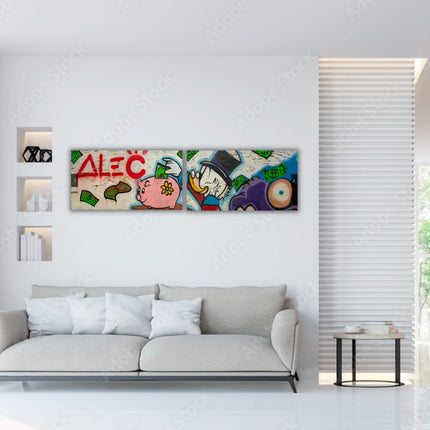 ChandelierDecor - Exclusive Scrooge McDuck Peggy Bags Money Maker by Alec Canvas Wall Art