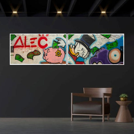 ChandelierDecor - Exclusive Scrooge McDuck Peggy Bags Money Maker by Alec Canvas Wall Art